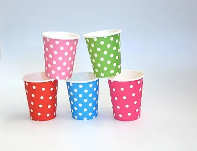 Wholesale 50/100PCS Polka Dot Disposable Paper Cup 7oz Party Tableware Catering  • £6.99