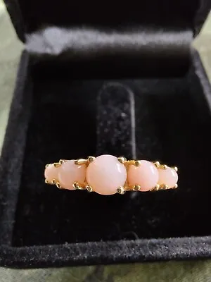 9ct Gold Pink Opal Ring Size K • £115