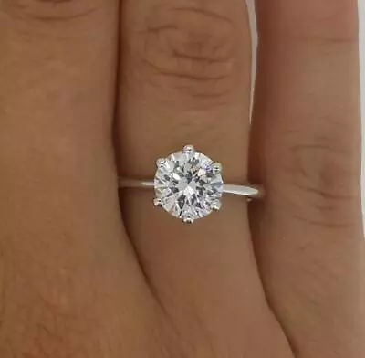 2 Ct Classic 6 Prong Round Cut Diamond Engagement Ring VS1 D Certified 18k • $6030