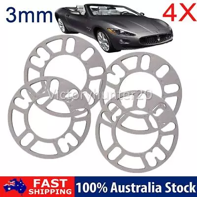 4PCS 3mm Alloy Aluminum Wheel Spacers Shims Spacer Plate 4/5 Stud Multi-fit AU • $13.89