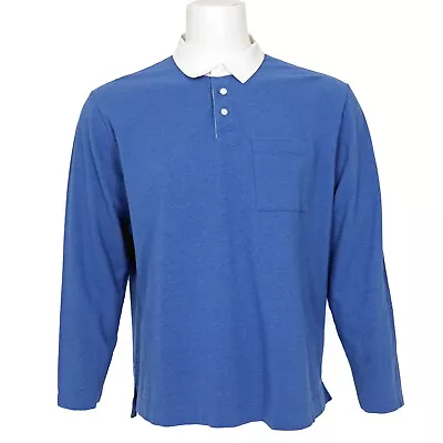 Bonobos Clothing Blue Polo Shirt Contrast Collar Long Sleeve Mens Large • $15.99