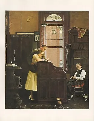 Norman Rockwell 1977 Vintage  Marriage License  Mini Poster Color Art Lithograph • $3.20
