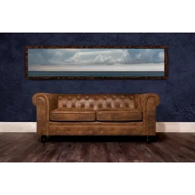 71'' Two Seater Rolled Arm Brown Chesterfield Sofa Couch • $650