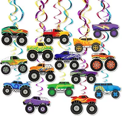 Truck Hanging Swirl Banner Party Decorations 60 Pieces Race Car Cutout...  • $23.41