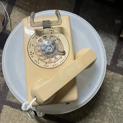 Vintage ITT Hanging Rotary Dial  Wall Mount Phone Tan Prop Retro UNTested • $44.99