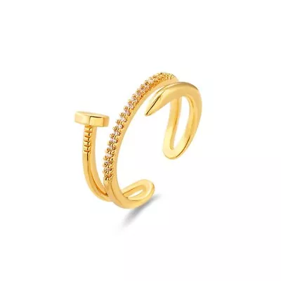 M&T Gold Plated Stainless Steel Open Ring Adjustable Ring One Piece JWYC62 • $3.90