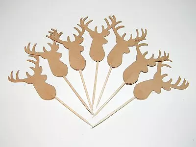 24 Kraft Deer Cupcake Toppers Woodland Baby Shower Birthday Decorations  • $8.99