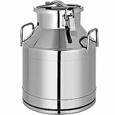 VEVOR 20L Stainless Steel Milk Can Wine Pail Boiler Tote Jug Lid 5.25 Gallon • $105.99