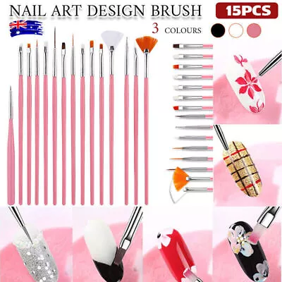 Nail Art Design Brushes Dotting Pen Tool Set Painting UV Gel Drawing Brush 15PCS • $5.69