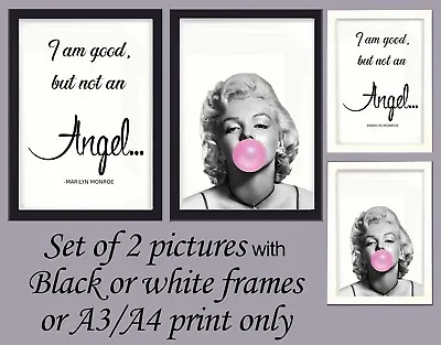£9.95 • Buy Marilyn Monroe Prints Bubblegum & Quote Wall Art Set Of 2 A3 A4 Picture Poster
