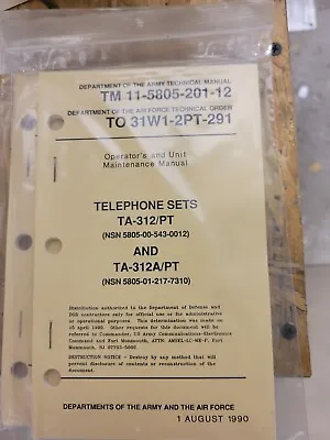 TA-312/PT Telephone Operators Manual/Technical Maintenance  TM 11-5805-201-12 • $5