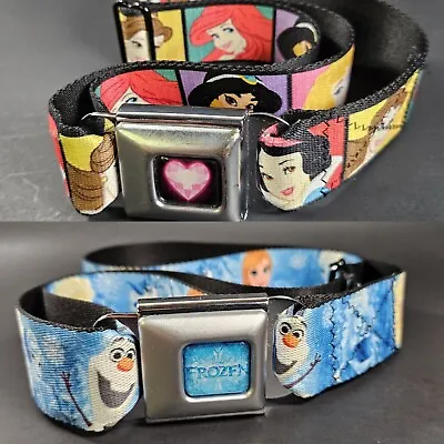 Two Authentic Buckle-Down Belt Disney Frozen & Princess Gem Heart Seat Belt  • $32