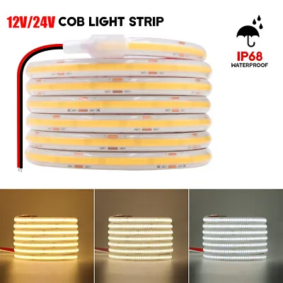 COB LED Strip Light Flexible Waterproof IP68 Tape Lights DIY Lighting 12V 24V • £66.23