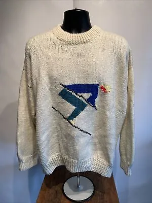 Vintage Hand Knit Augusta Sweater Snow Ski Downhill Racing Mens Size XL Vtg RARE • $113.95
