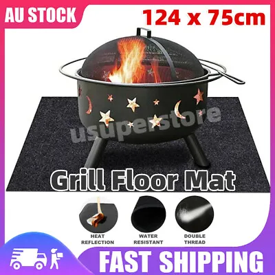 Fire Retardant BBQ Grill Floor Mat Rug Outdoor Barbecue Oven Pad Protect Deck UP • $17.66