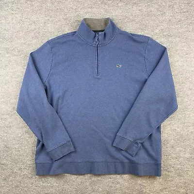 Vineyard Vines Pullover Mens 2XL 100% Pima 1/4 Zip Sweater Sweatshirt  Blue • $23.88