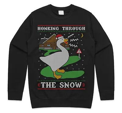 $20.76 • Buy Honking Through The Snow Christmas Jumper Sweatshirt Goose Game Meme Honk