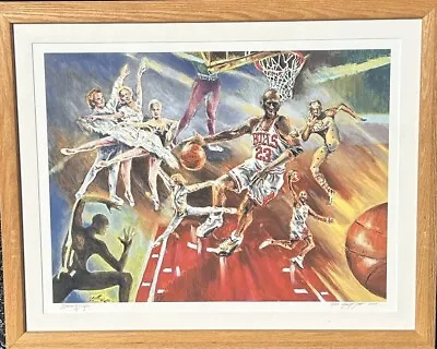 MICHAEL JORDAN George So Lithograph Signed Art Print Large 36  X 30” Framed 2020 • $199.77