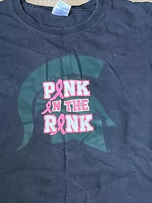 MSU Spartans Pink In The Rink Women Ice Hockey XL Navy Blue 2 Side T Shirt Sport • $7.50