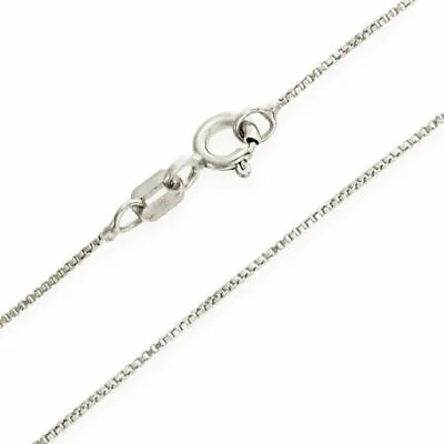 $61.78 • Buy 10K White Gold Solid Box Chain Necklace Spring Ring Clasp .55mm Wide 14 - 24 