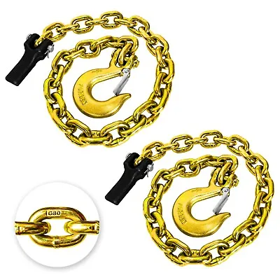 2-Pack Grade 80 Trailer Safety Chain 35 Inch With 3/8'' Clevis Snap Hook • $48.99