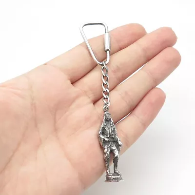 925 Sterling Silver Vintage Italy Man With Saber Fob Key Chain Ring • $109.95