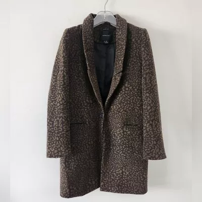 MAISON SCOTCH | Wool Coat Jacket Olive Green Animal Print Sz XS • $100