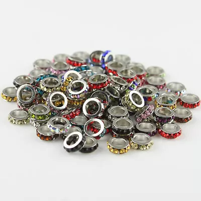 20pcs Czech Crystal Round Big Hole European Charms Beads Fit Charm Bracelets 8mm • $2.77