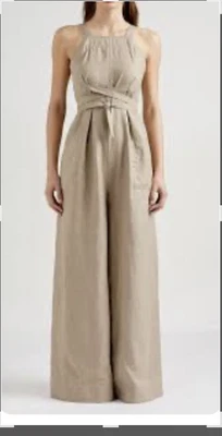 $64 • Buy Scanlan Theodore Linen Jumpsuit Overalls  6 Up To A 10