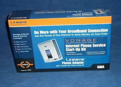 $21.95 • Buy Linksys PAP2 Phone Adapter Vonage W/2 Port Voice Over IP VOIP New In Box