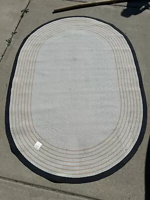5' X7 Ft Oval Border Stripe Braided Area Rug Neutral Hearth & Hand With Magnolia • $75