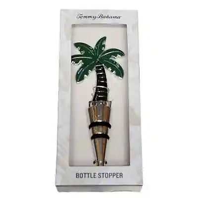 Tommy Bahama Bottle Stopper Palm Tree Silver Green Enamel Wine Gift Housewarming • £11.56