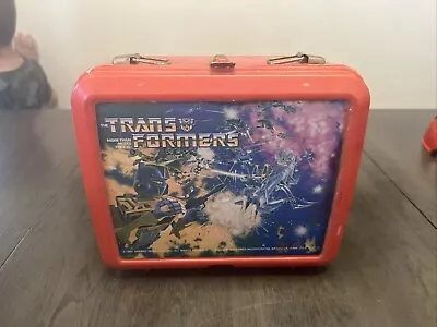 Vintage 1984 Transformers Aladdin Hasbro Lunch Box Red Made In USA No Thermos • $15