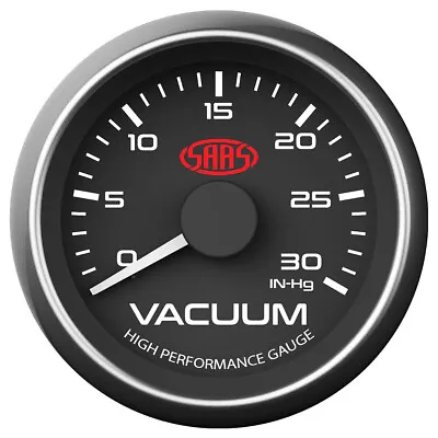 SAAS Vacuum Gauge 0-30inHg 52mm Black Muscle Series SG-VAC52B • $93.10