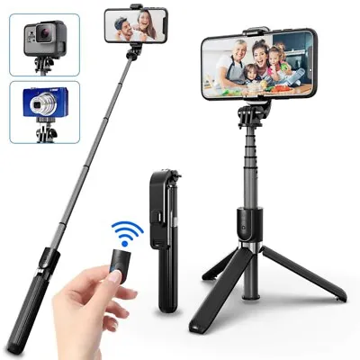 $19.99 • Buy Bluetooth Selfie Stick Remote Extendable Telescopic Monopod Tripod Phone Stand~