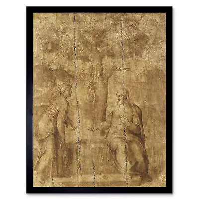 Ascribed To Michelangelo Christ And The Woman Of Samaria Art Print Framed 12x16 • $23.49