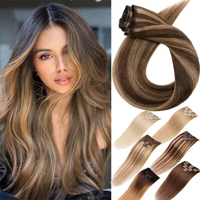 CLEARANCE Clip In Extensions 100% Real Human Remy Hair Full Head Highlight Hair • $37.54