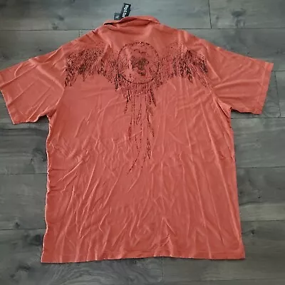 JF J. Ferrar  2XLT Polo T Shirt Graphic Print Double Sided Cotton Dream Catcher • $22.99