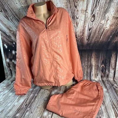 Cabelas Womens Size Medium Peach Lined Windbreaker Track Suit Coat Jacket Pants • $39.99