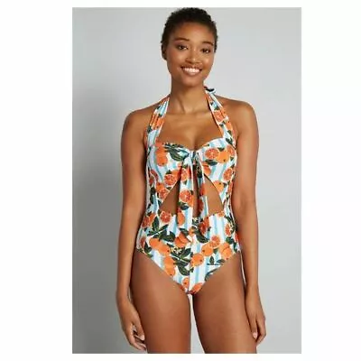 ModCloth X Collectif Women The Elvira One-Piece Swimsuit Orange Blue Size Small • $62.30