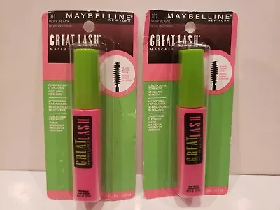 Maybelline~Lot Of 2~Great Lash Mascara W/ Classic Volume Brush~#101 Very Black~ • $19.99