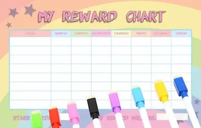 Rainbow Reward Behavior Chart Educational Erasable Decal WALL STICKER Kids CC008 • £12.30