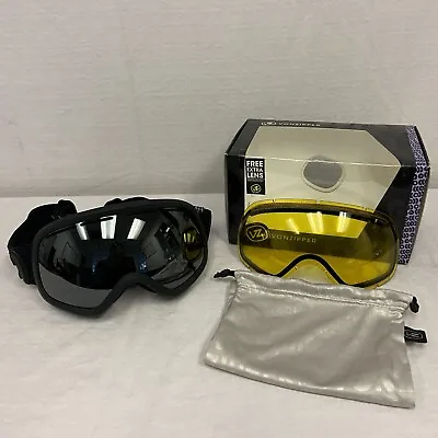 VonZipper Skylab Snow Goggles Black Satin Frame W/ Black Chrome + Yellow Lens • $93