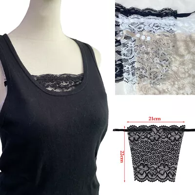 1x/3x Clip On Lace Mock Camisole Bra Insert Wrapped Chest Overlay Modesty Panel • £2.39