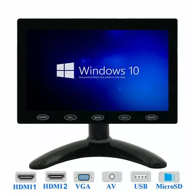 7 LCD CCTV Monitor HD PC Screen USB/VGA/SD/AV Dual HDMI 1080P For Raspberry Pi • £68.39