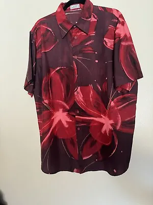 Rare Gianni Versace Orchid Floral Print Silk Button Up Short Sleeve Shirt • $250