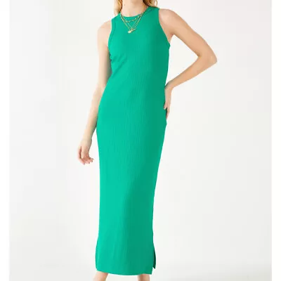 Hush Ames Slip-On Dress Womens Ladies Slim Fit Side Split Midi Green Size 4-18 • £32