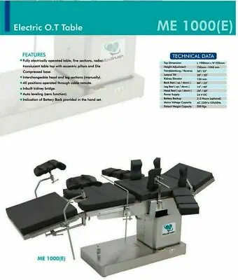 Operation Theater OT Table ME -1000 Fully Electric C-Arm Compatible Surgical Tab • $3800