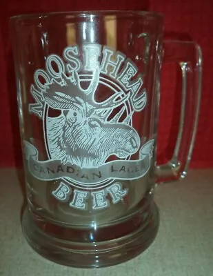 MOOSEHEAD CANADIAN LAGER GLASS MUG WITH WHITE FROSTED LOGO 14 Oz • $5.99
