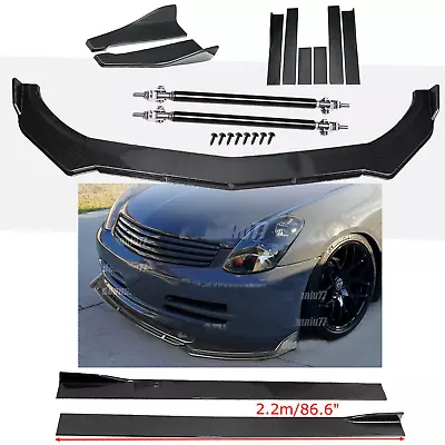 Carbon Fiber Front Bumper Lip Side Skirt Strut Rods For Infiniti G35 G37 C • $149.99